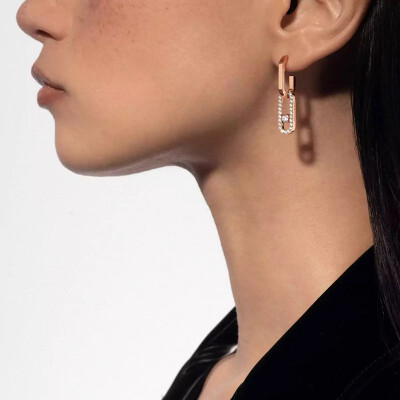 Messika Move Link drop earrings, pink gold and diamonds
