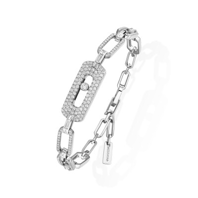 Messika Move Link bracelet, white gold and pave diamonds