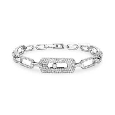 Messika Move Link bracelet, white gold and pave diamonds