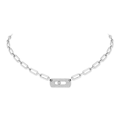 Collier Messika Move Link en or blanc et diamants