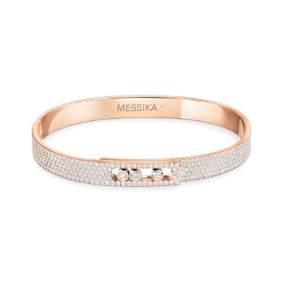 Messika Move Noa bangle bracelet, pink gold and pave diamonds