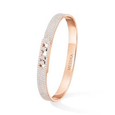 Messika Move Noa bangle bracelet, pink gold and pave diamonds