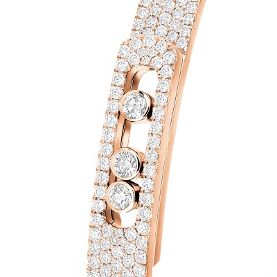 Messika Move Noa bangle bracelet, pink gold and pave diamonds