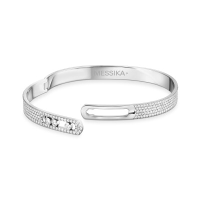 Bracelet bangle Messika Move Noa pavé en or blanc et diamants
