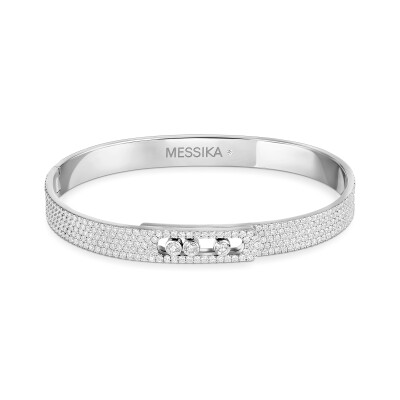 Bracelet bangle Messika Move Noa pavé en or blanc et diamants