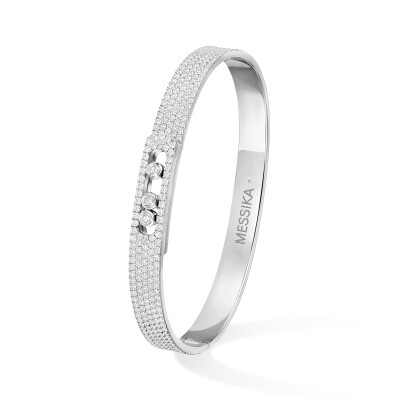 Bracelet bangle Messika Move Noa pavé en or blanc et diamants