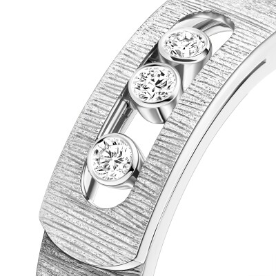 Bague Messika Move Noa ciselé en or blanc et diamants