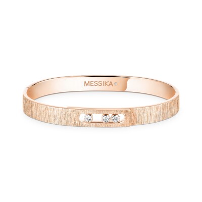 Bracelet bangle Messika Move Noa ciselé en or rose et diamants