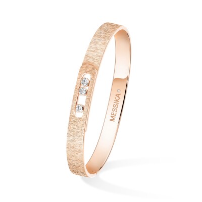 Bracelet bangle Messika Move Noa ciselé en or rose et diamants