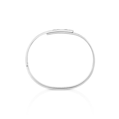 Bracelet bangle Messika Move Noa ciselé en or blanc et diamants