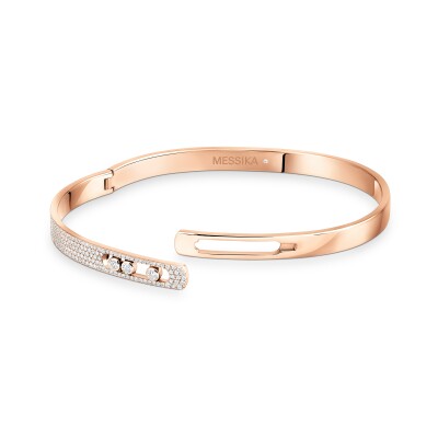 Bracelet bangle Messika Move Noa PM pavé en or rose et diamants