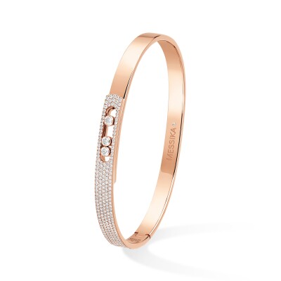 Bracelet bangle Messika Move Noa PM pavé en or rose et diamants