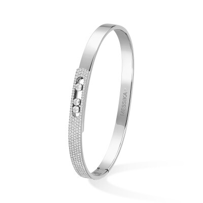 Bracelet bangle Messika Move Noa PM pavé en or blanc et diamants