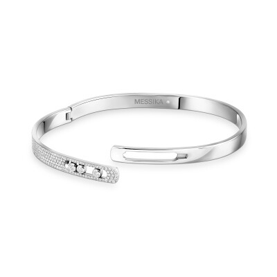 Bracelet bangle Messika Move Noa PM pavé en or blanc et diamants