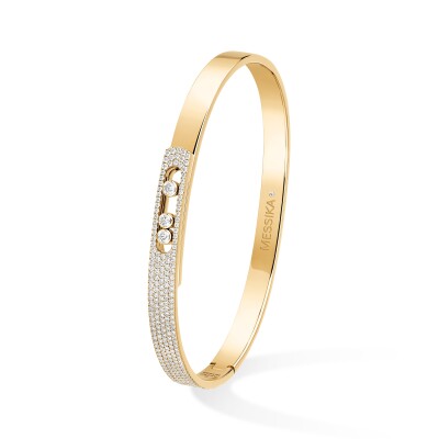 Bracelet bangle Messika Move Noa PM pavé en or jaune et diamants