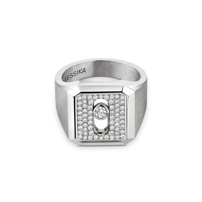 Chevalière Messika Move Titanium en titane et diamants