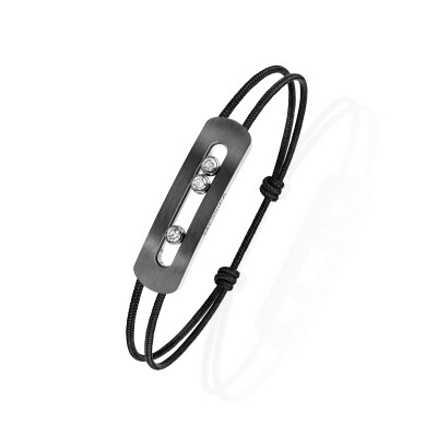 Bracelet cordon Messika Move Titanium Graphite XL en titane et diamants