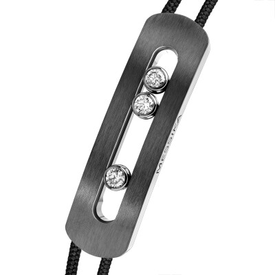 Bracelet cordon Messika Move Titanium Graphite XL en titane et diamants