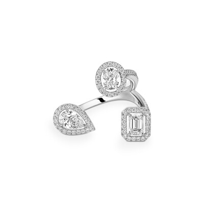 Bague Messika My Twin Trilogy en or blanc et diamants 3x0.25ct