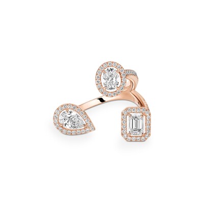 Bague Messika My Twin Trilogy en or rose et diamants 3x0.25ct