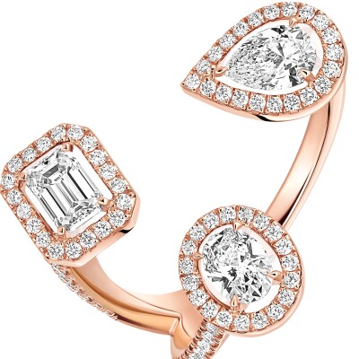 Bague Messika My Twin Trilogy en or rose et diamants 3x0.25ct
