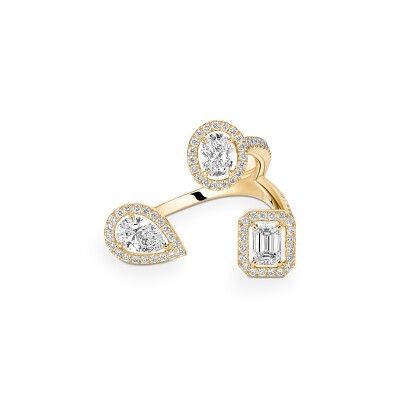 Bague Messika My Twin Trilogy en or jaune et diamants 3x0.25ct