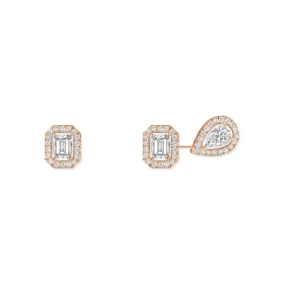 Boucles d'oreilles Messika My Twin 1+2 en or rose et diamants 3x0.10ct
