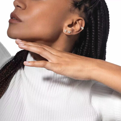 Messika My Twin 1+2 earrings, yellow gold and 3x0.10ct diamonds