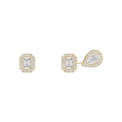 Messika My Twin 1+2 earrings, yellow gold and 3x0.10ct diamonds
