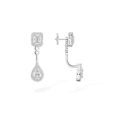Boucles d'oreilles Messika My Twin Toi & Moi en or blanc et diamants 4x0.15ct