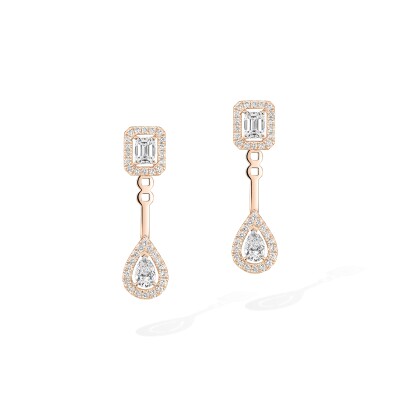 Boucles d'oreilles Messika My Twin Toi & Moi en or rose et diamants 4x0.15ct