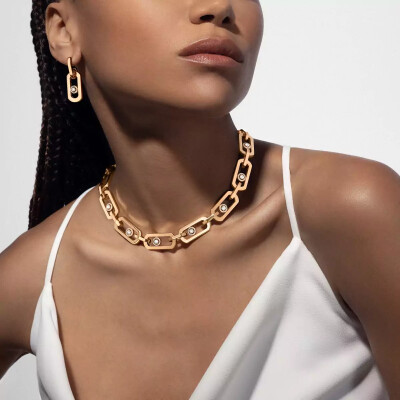 Boucles d'oreilles pendantes Messika So Move XL en or jaune et diamants