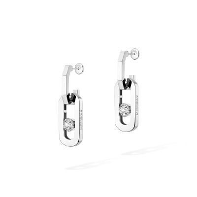 Boucles d'oreilles pendantes Messika So Move XL en or blanc et diamants