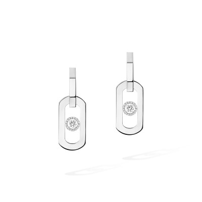 Boucles d'oreilles pendantes Messika So Move XL en or blanc et diamants