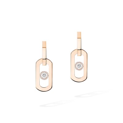 Boucles d'oreilles pendantes Messika So Move XL en or rose et diamants