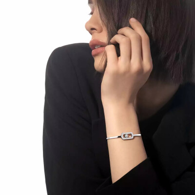 Messika So Move bangle bracelet, white gold and pave diamonds