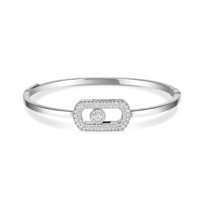 Messika So Move bangle bracelet, white gold and pave diamonds