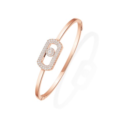 Messika So Move bangle bracelet, pink gold and pave diamonds