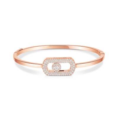 Messika So Move bangle bracelet, pink gold and pave diamonds