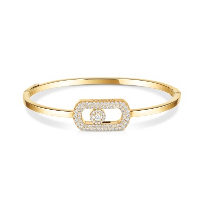 Messika So Move bangle bracelet, yellow gold and pave diamonds