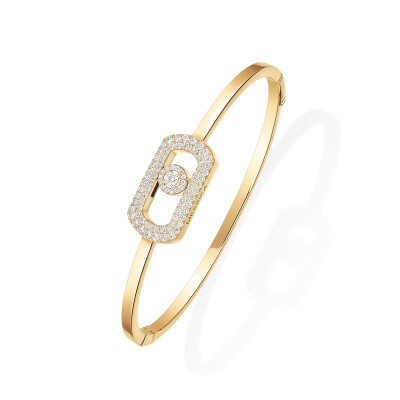 Messika So Move bangle bracelet, yellow gold and pave diamonds