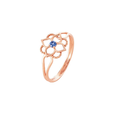 Mellerio Mini Giardino ring in pink gold and blue saphire