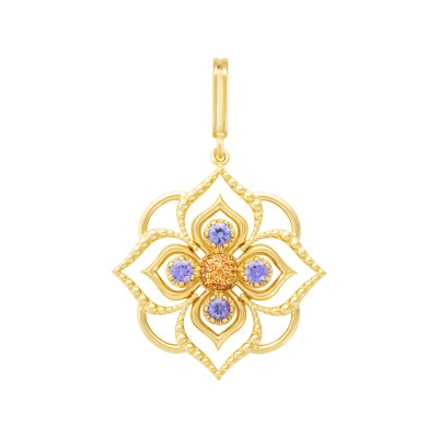 Mellerio Girardino Orange Blossom Medal in yellow gold, purple sapphires, and spessartite garnets