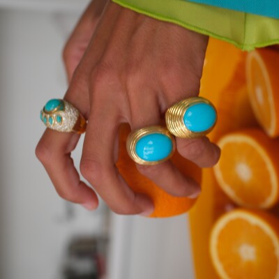 NeverNot Grab n Go Ready 2 Love Ring in Yellow Gold and Turquoise