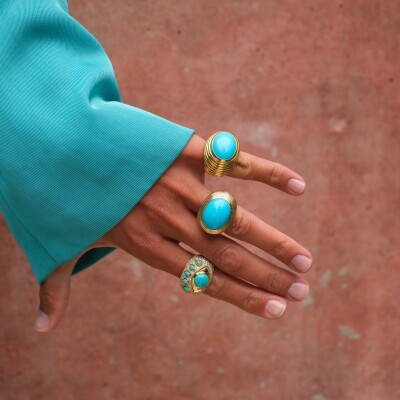 NeverNot Grab n Go Ready 2 Love Ring in Yellow Gold and Turquoise