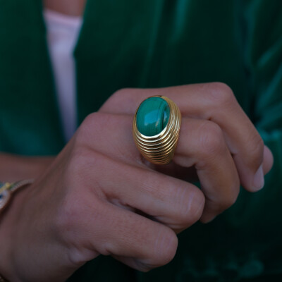 NeverNot Grab n Go Ready 2 Pleasure Ring in Yellow Gold and Malachite