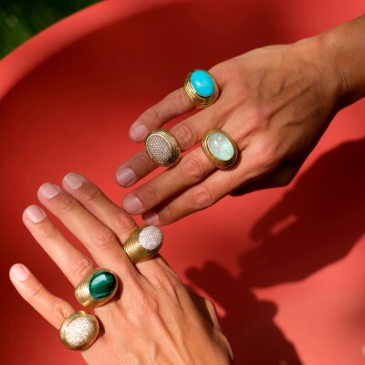 NeverNot Grab n Go Ready 2 Pleasure Ring in Yellow Gold and Malachite