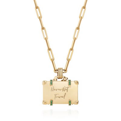 Collier NeverNot Travel « Big Shot Weekend » Suitcase en or jaune, émeraudes et diamants.