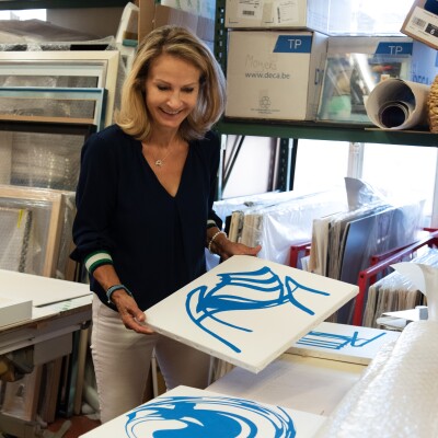 Pendentif Ferret x La Chaise Bleue de SAB en or blanc modèle L