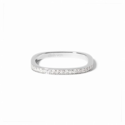 Dinh Van Carrée 2mm platinum and diamond pavé wedding band